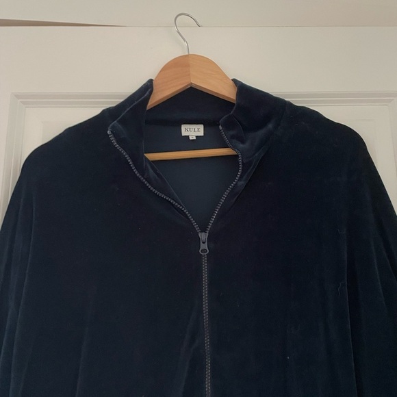 Kule Full Zip Velour Mockneck Track Jacket Navy - Picture 7 of 8